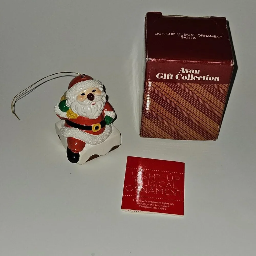 VTG Avon Gift Collection Light-Up Musical Ornament Santa Claus Christmas TESTED